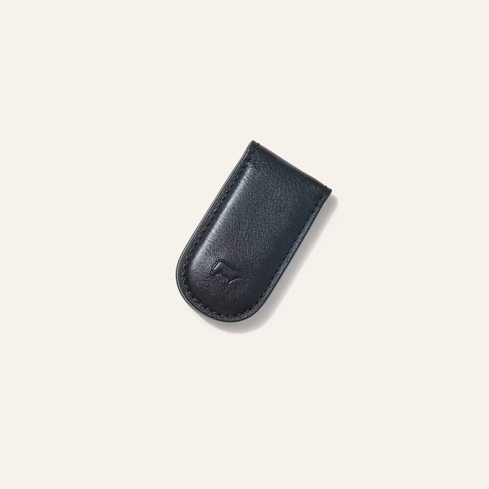 NEW WILL LEATHER GOODS men's classic leather money clip in black